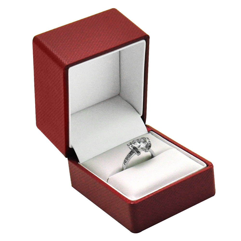 Red Premium Textured Jewelry Ring Gift Packaging Boxes