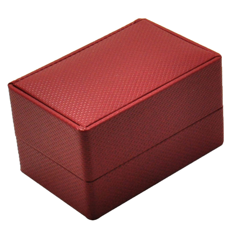Premium Red Textured Leatherette Dual Jewelry Ring Box