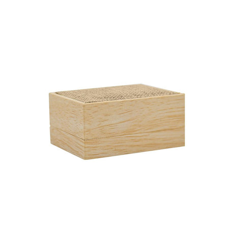 Tan Burlap and Faux Natural Wood Dual Jewelry Ring Boxes