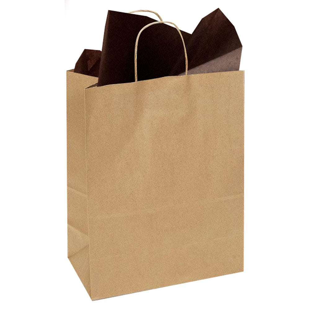 Brown Kraft Paper Gift Shopping Bag with Handle, 13-3/4" x 7" x 17"