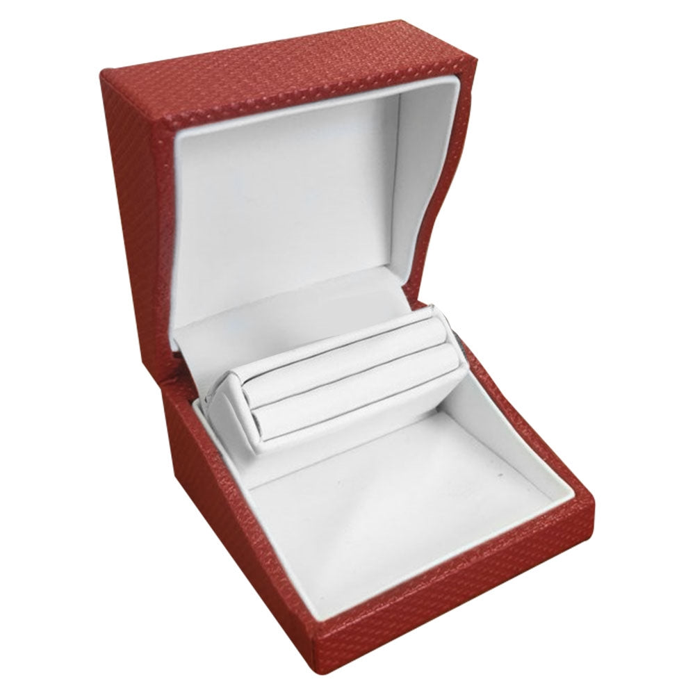 Premium Textured Red Leatherette Single Ring Engagement Jewelry Box