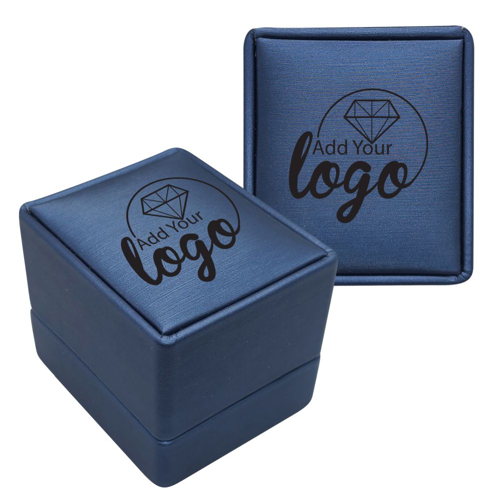 LED Blue Leatherette Ring Box Lighted