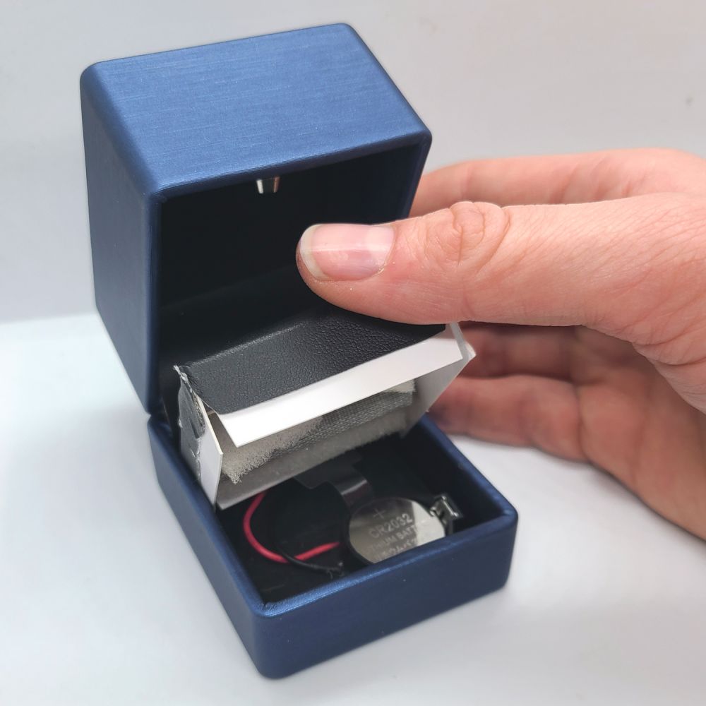 LED Blue Leatherette Ring Box Lighted