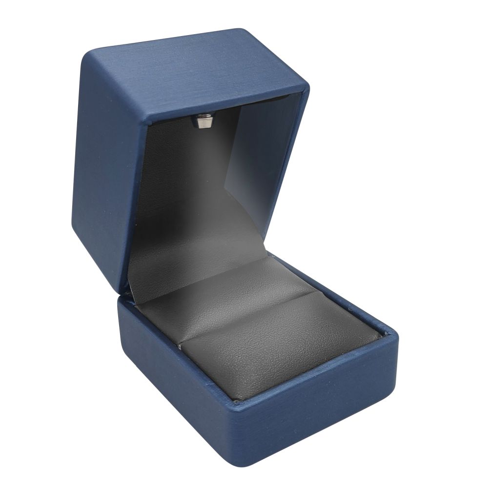 LED Blue Leatherette Ring Box Lighted