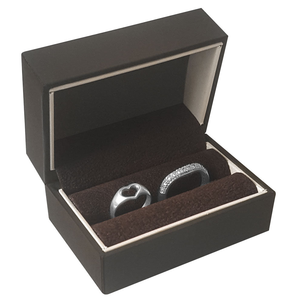 Mahogany Brown Dual Ring Box