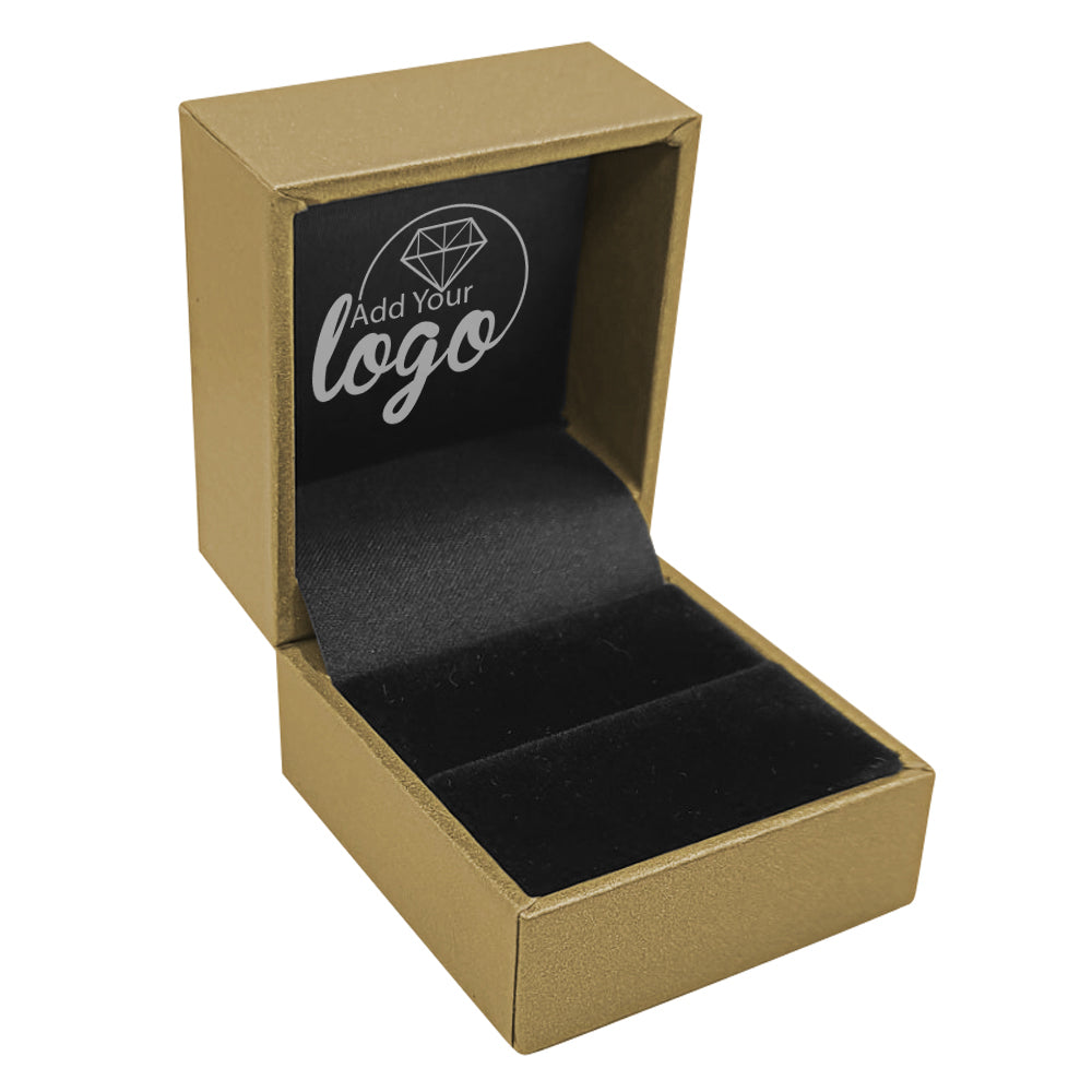Metallic Gold Leatherette Jewelry Ring Boxes