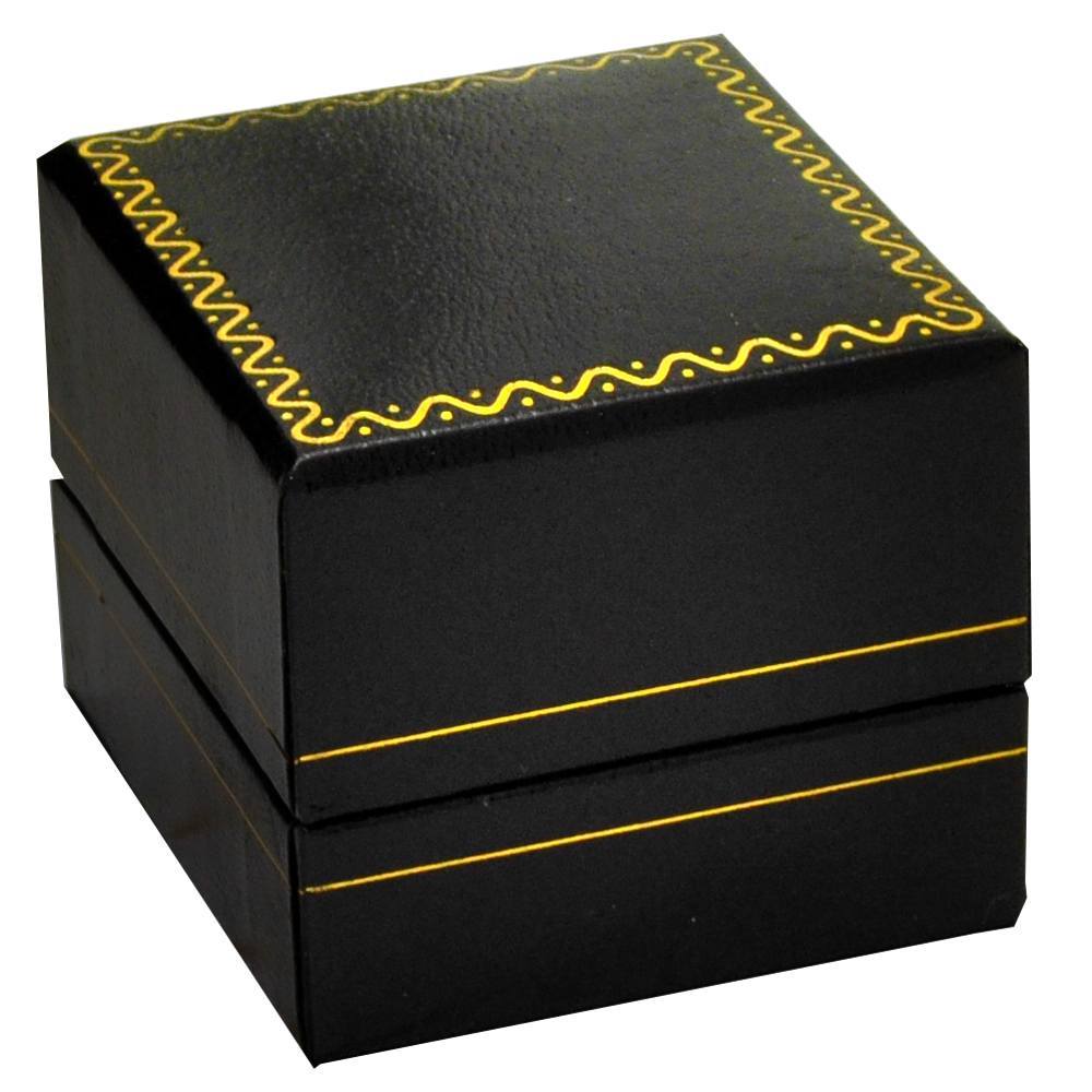 Black Leatherette, Gold Trim, Jewelry Earring Box