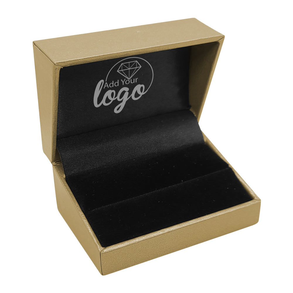 Metallic Gold Leatherette Wide Jewelry Ring Boxes