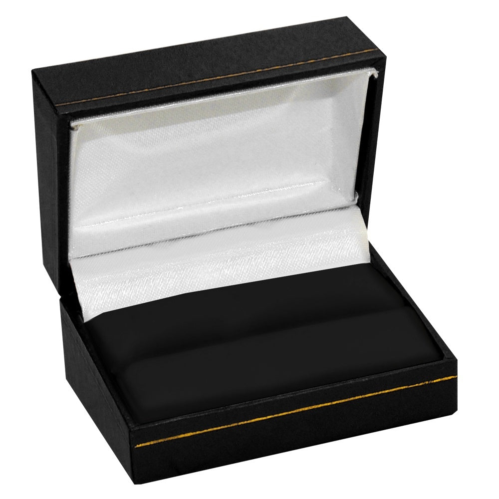 Black Leatherette, Gold Trim, Dual Jewelry Ring Box