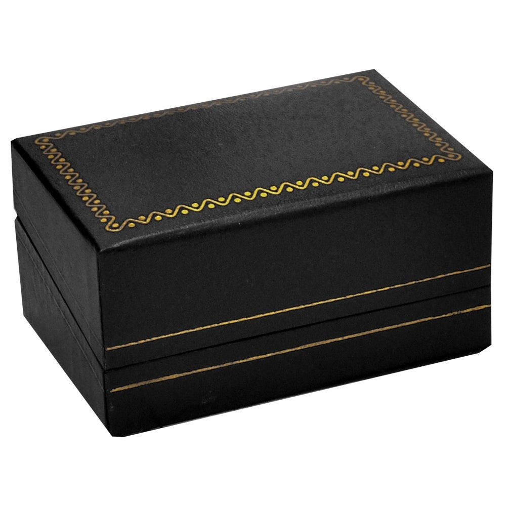 Black Leatherette, Gold Trim, Dual Jewelry Ring Box