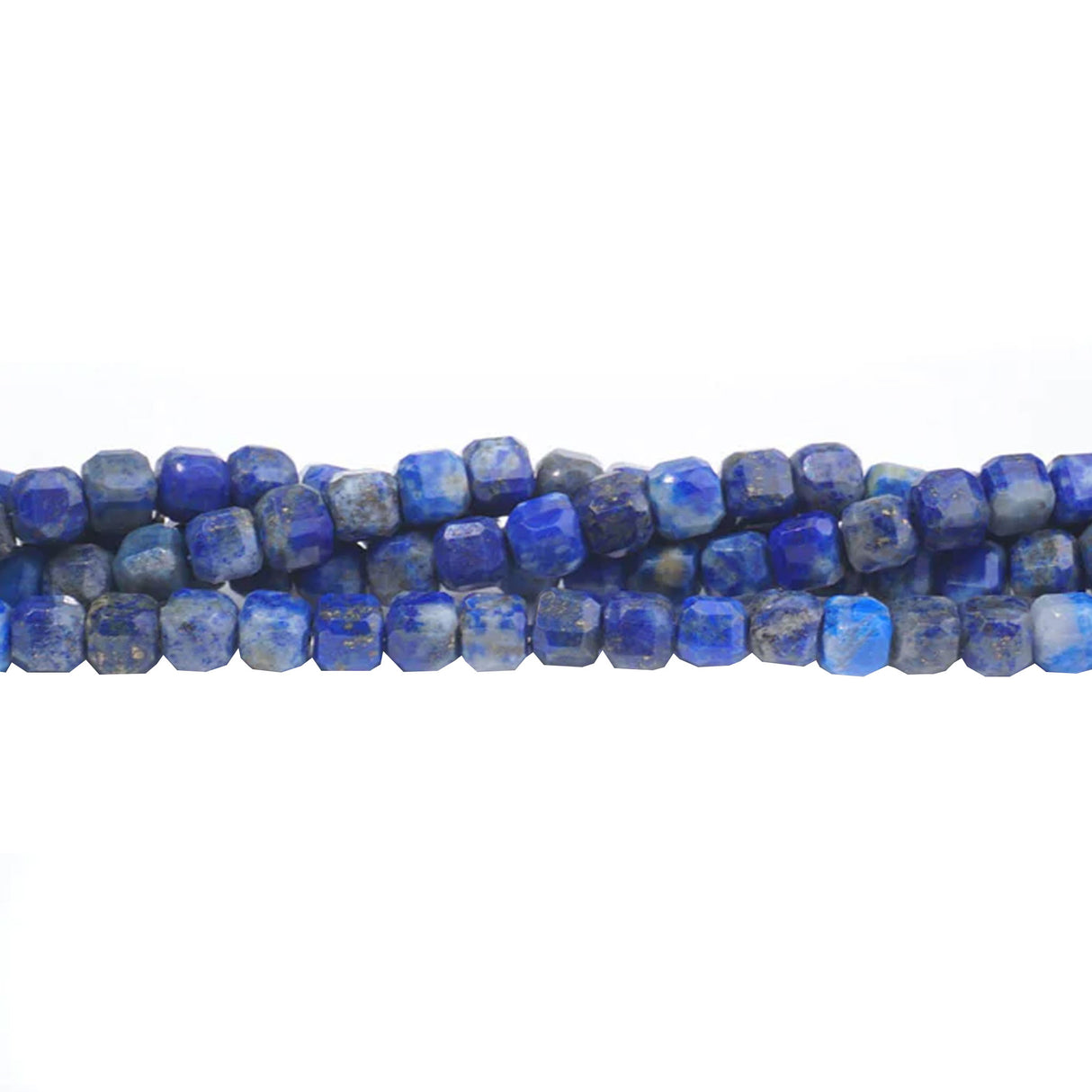 Lapis Lazuli Cube Beads 4mm Table Cut | Natural Gemstone Strand