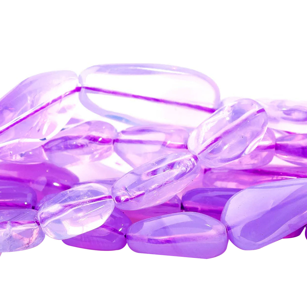 Lavender Amethyst Tumbled Nugget Beads 7×11–8×20mm – 15" Strand