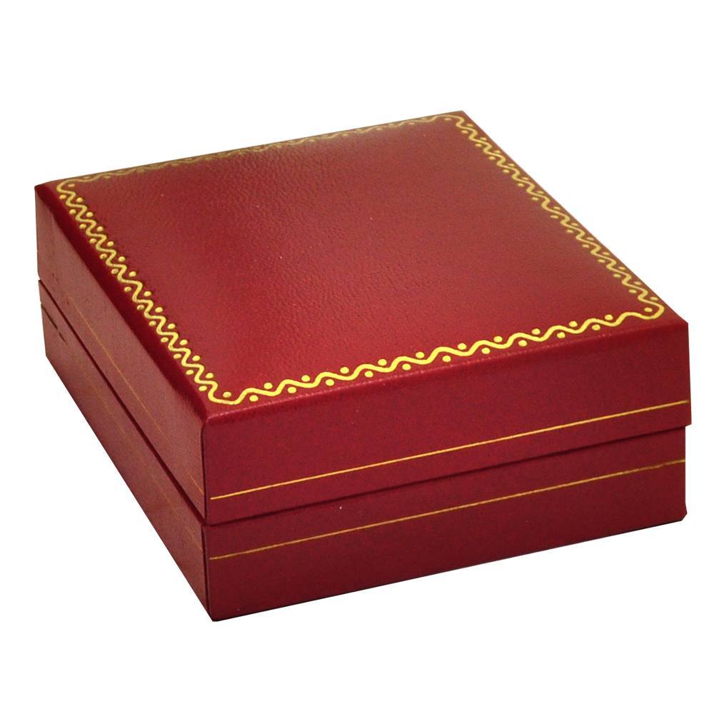 Red Leatherette, Gold Trim, Jewelry Earring / Pendant Box