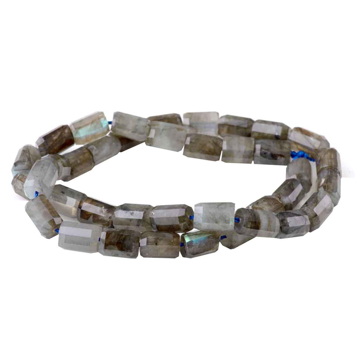 Labradorite Faceted Tube Beads A-Grade 7x10mm | Madagascar Gemstone | 15-16" Strand