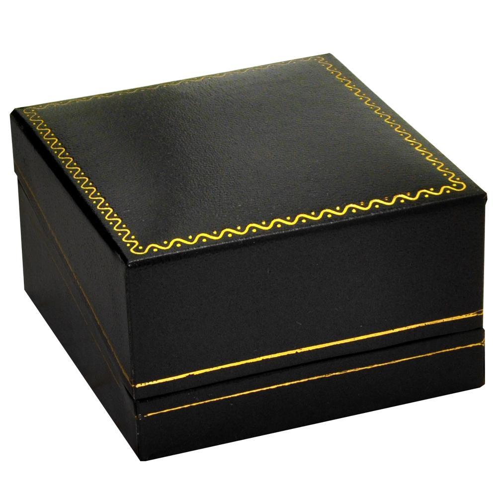Black Leatherette, Gold Trim, Jewelry T-Insert Earring Box