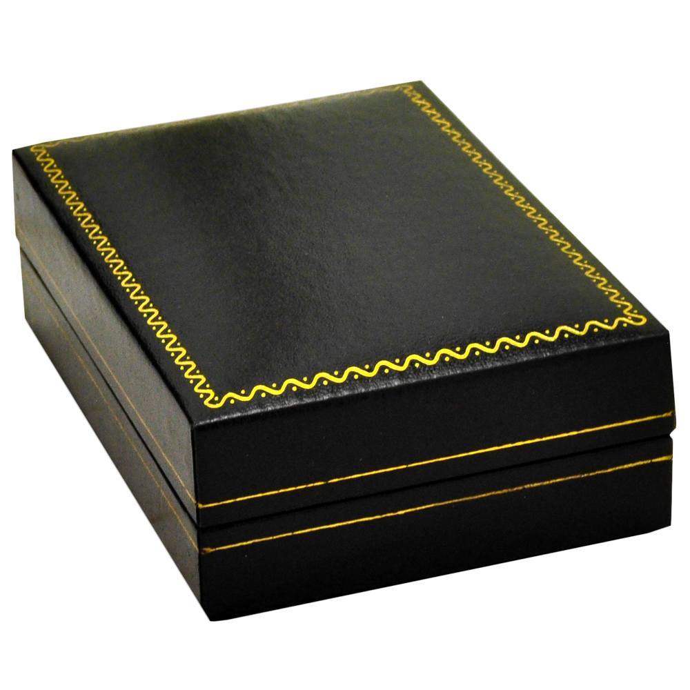 Black Leatherette, Gold Trim, Jewelry Pendant Box