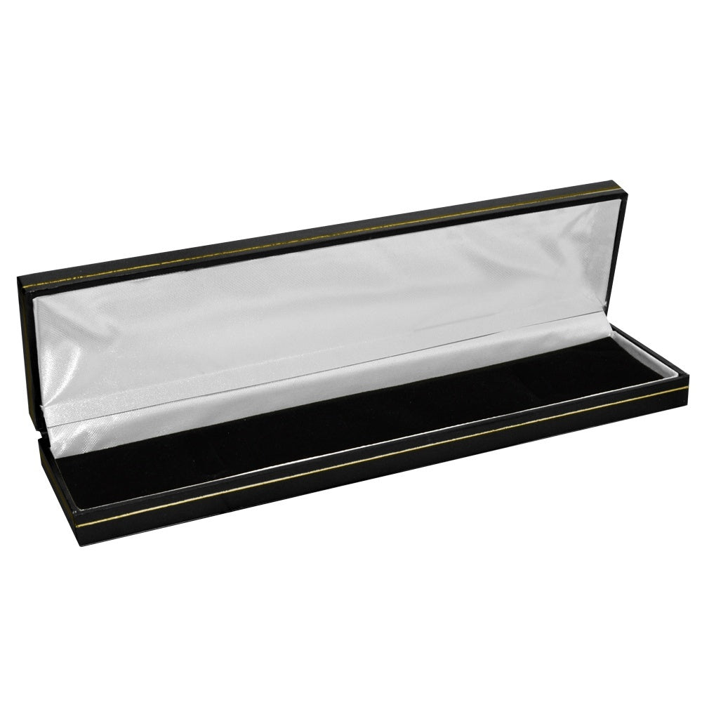 Black Leatherette Gold Trimmed Jewelry Bracelet Boxes