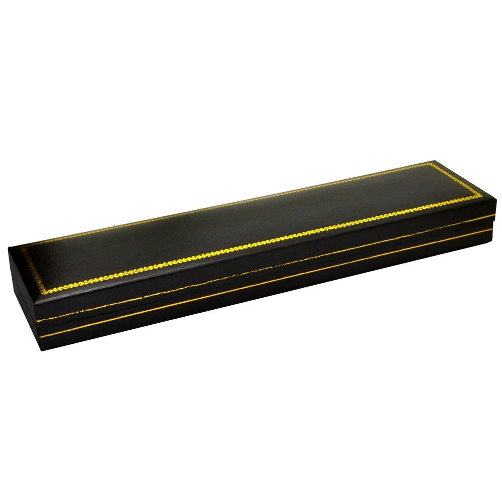Black Leatherette Gold Trimmed Jewelry Bracelet Boxes