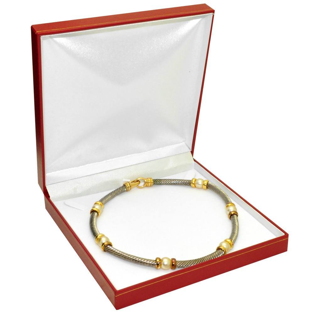 Red Leatherette, Gold Trim, Jewelry Necklace Display Gift Boxes