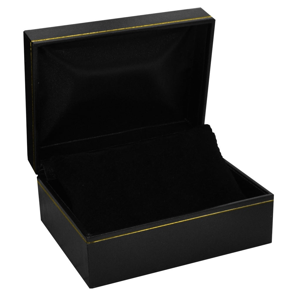Black Leatherette and Black Insert Bracelet / Watch Pillow Boxes