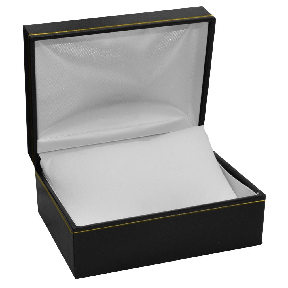 Black Leatherette and White Insert Bracelet / Watch Pillow Boxes