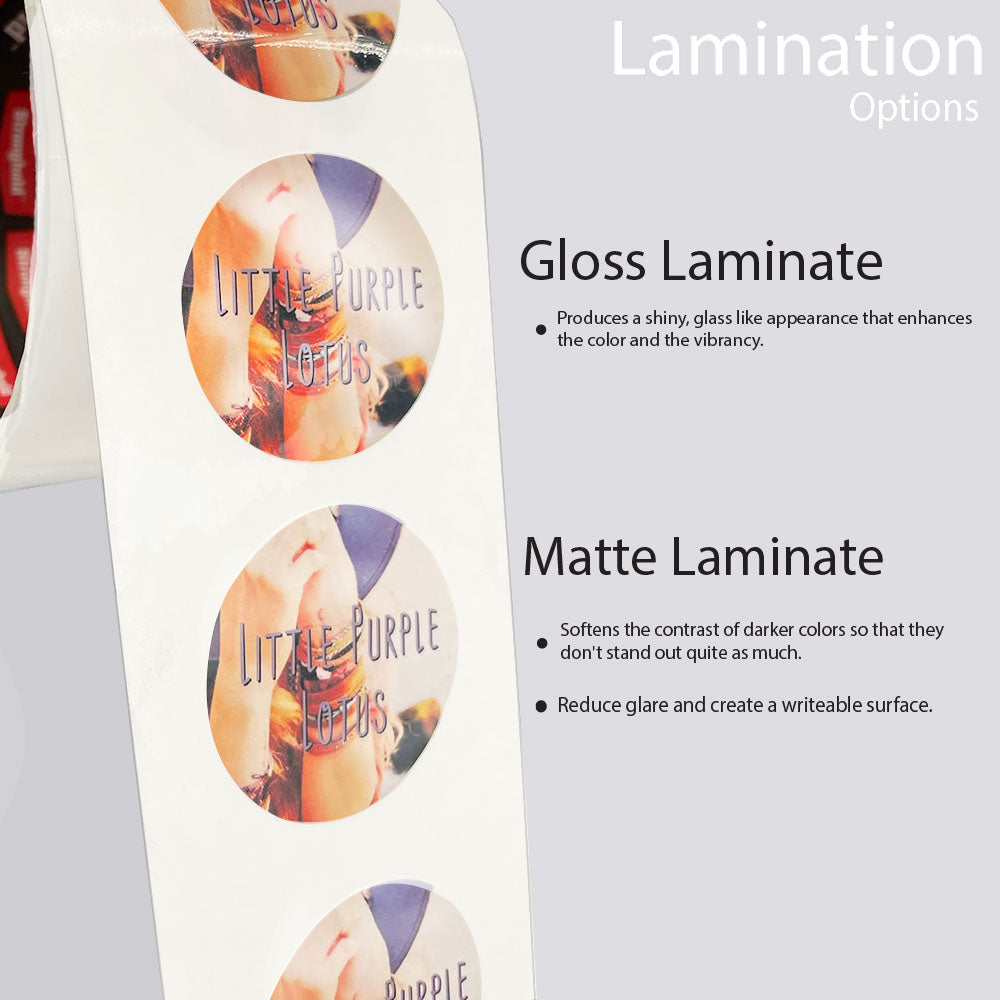 Matter Laminate -  Softens the contrast of the darker colors so that they don’t stand out quite as much. Reduces glare and creates a writable surface.