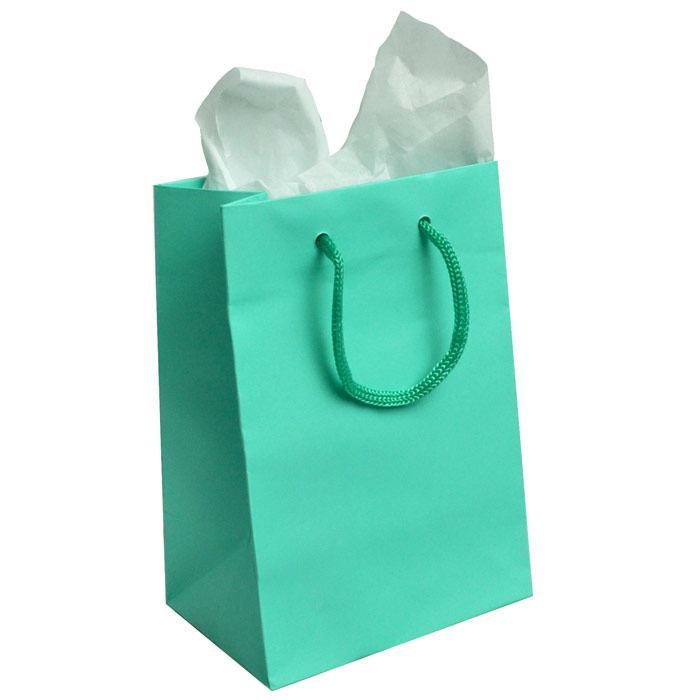 Aqua Euro Tote Gift Shopping Bags, 4-3/4" x 3" x 6-3/4"