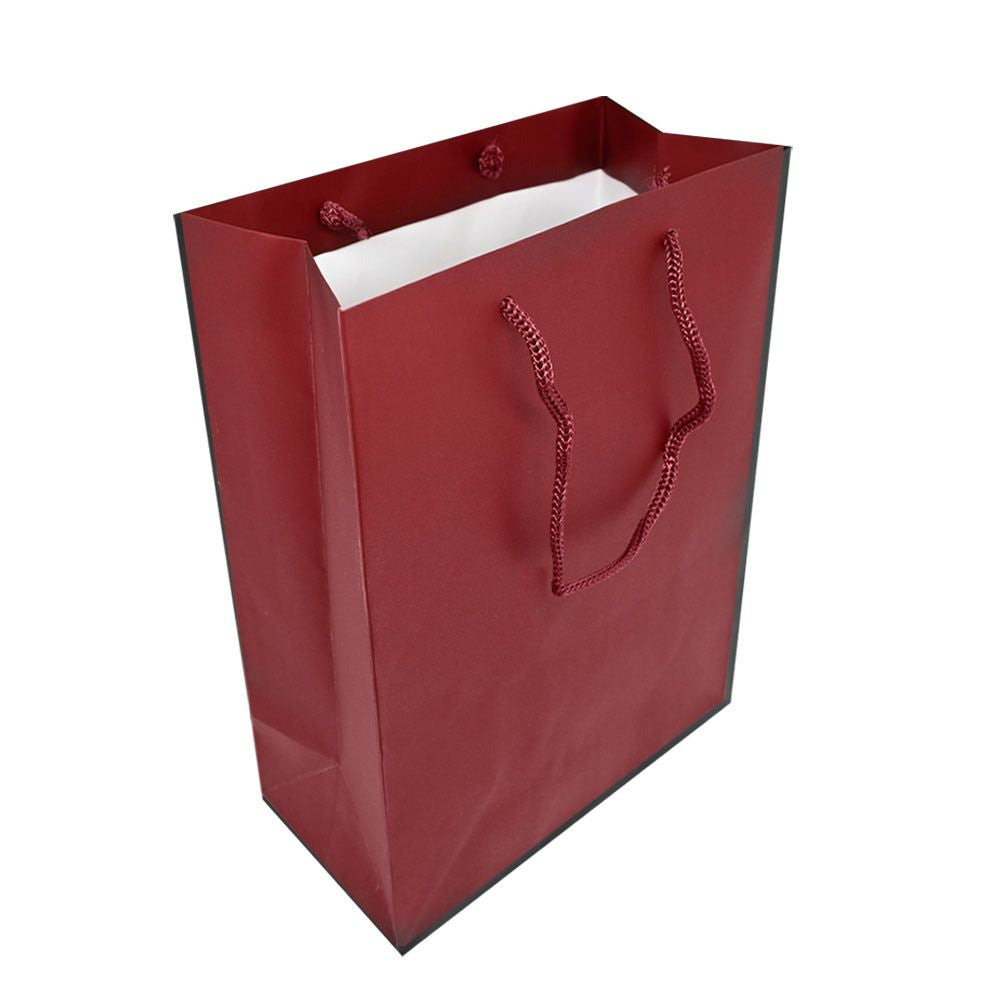 Burgundy Tote Gift Shopping Bags, 4-3/4" x 3" x 6-3/4"