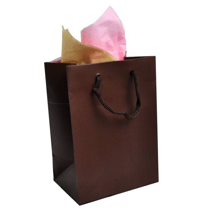 Brown Tote Gift Shopping Bags, 4-3/4" x 3" x 6-3/4"