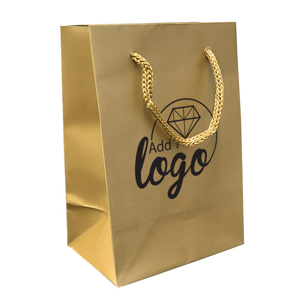 Gold  Euro Tote Gift Shopping Bags, 4-3/4" x 3" x 6-3/4