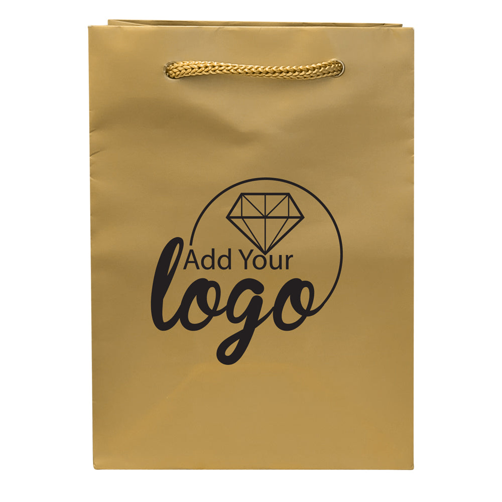 Gold  Euro Tote Gift Shopping Bags, 4-3/4" x 3" x 6-3/4