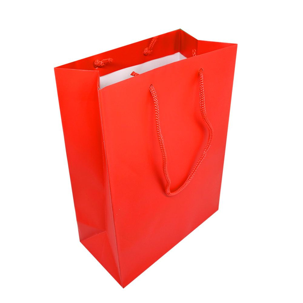 Red Tote Gift Shopping Bags, 4-3/4" x 3" x 6-3/4"