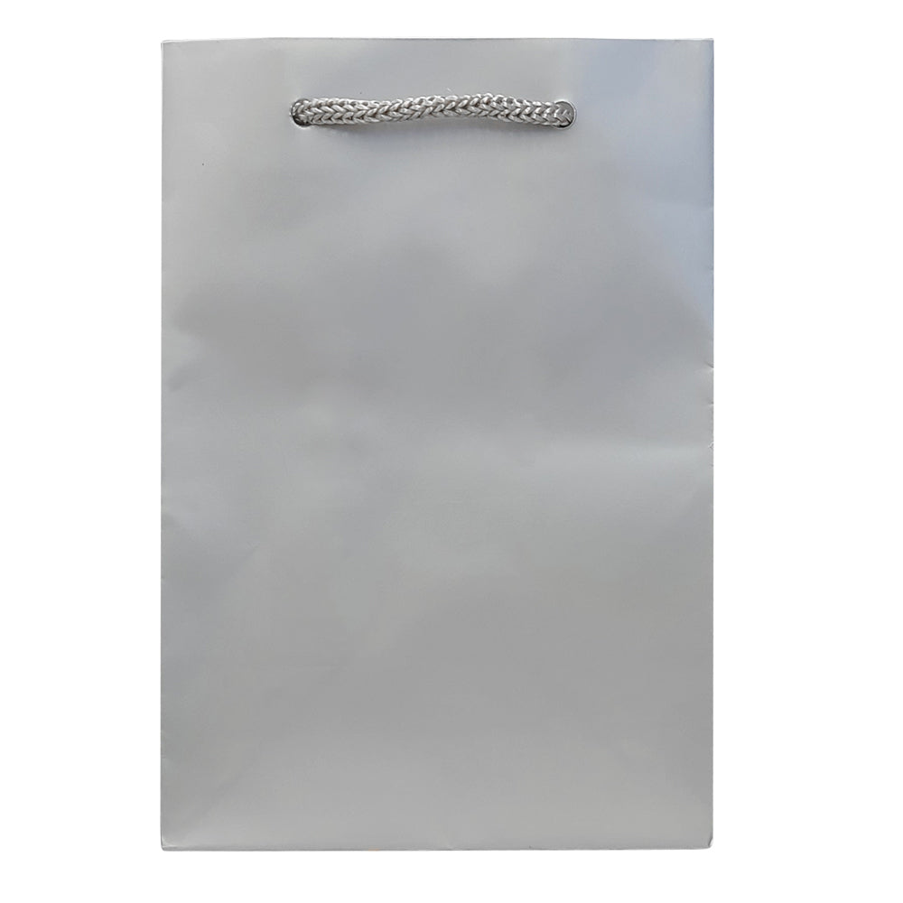 Silver Euro Tote Gift Shopping Bags, 4-3/4" x 3" x 6-3/4