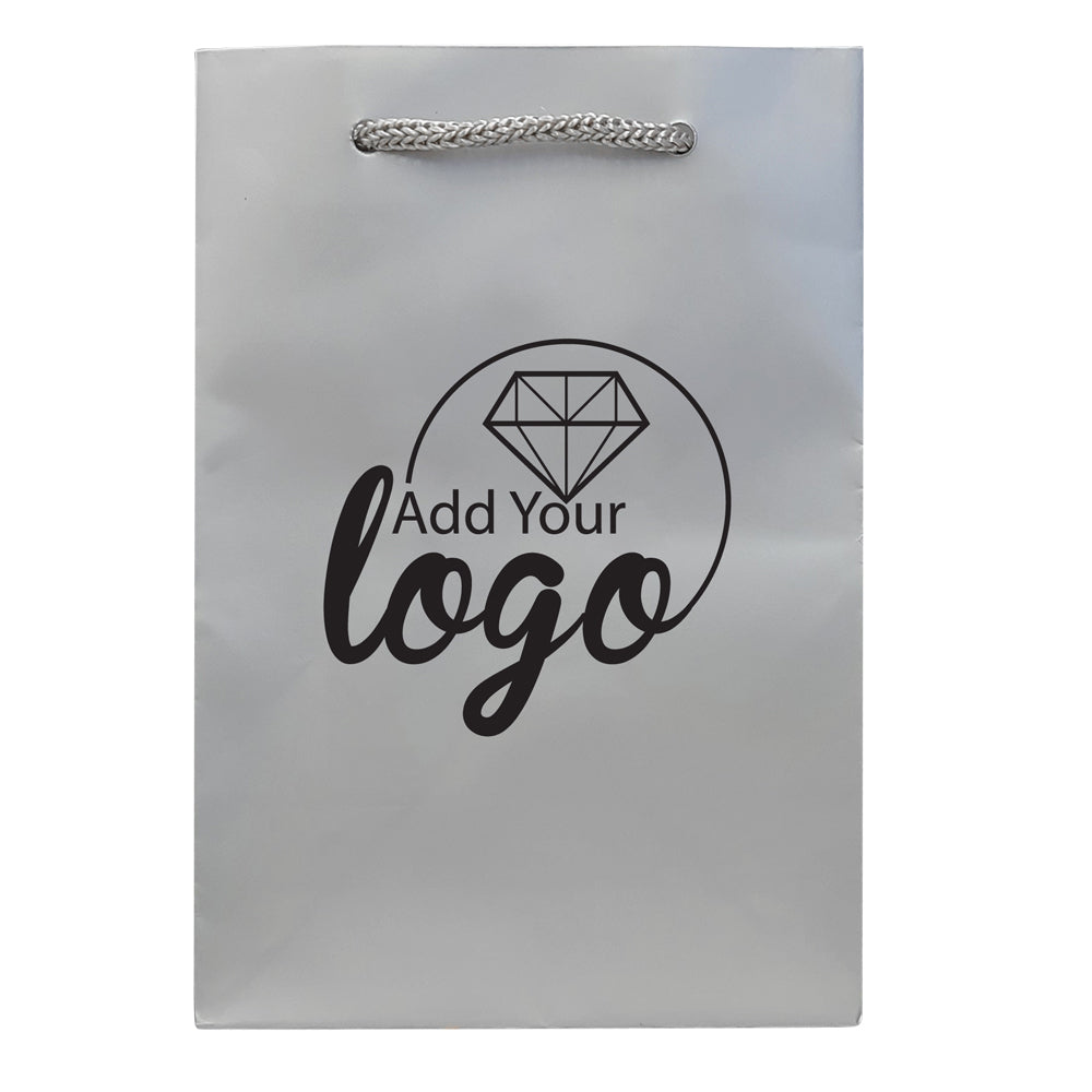 Silver Euro Tote Gift Shopping Bags, 4-3/4" x 3" x 6-3/4