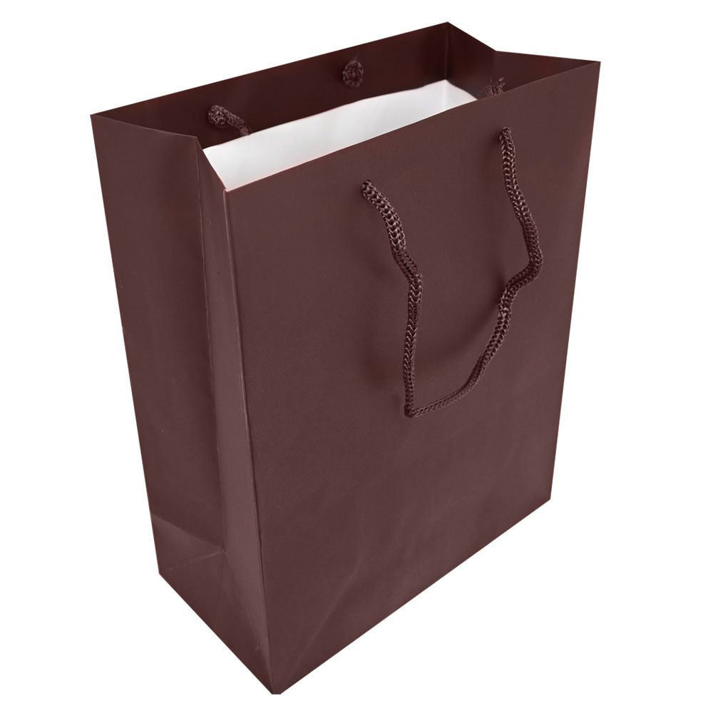Chocolate Brown Tote Gift Shopping Bags, 8" x 4" x 10"