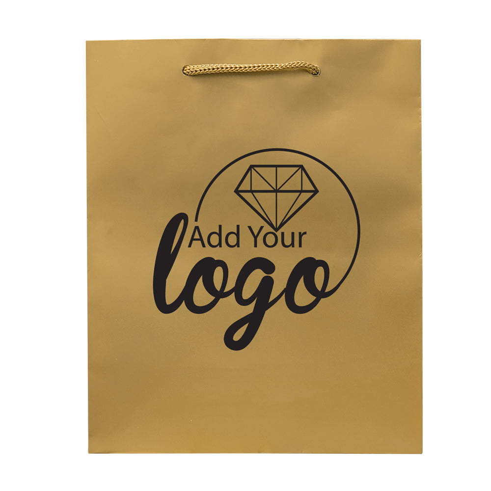 Gold Tote Gift Shopping Bags, 8" x 4" x 10"
