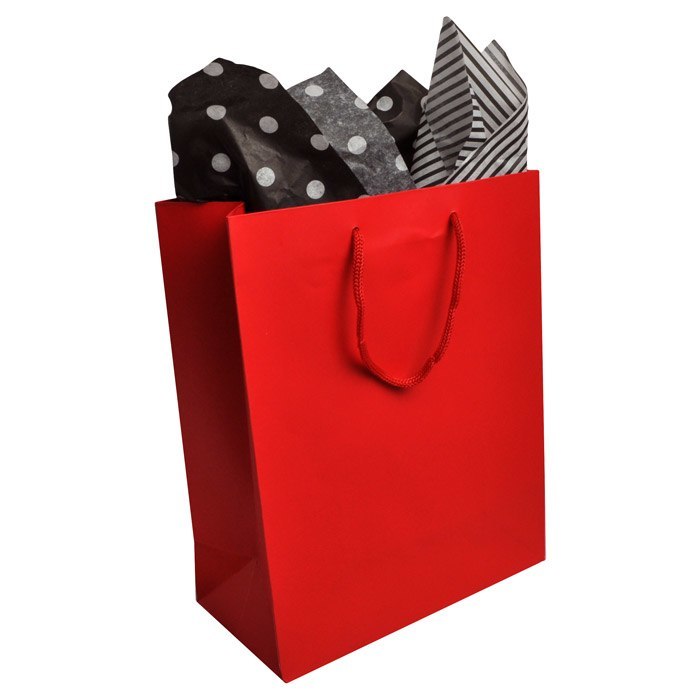 Red Tote Gift Shopping Bags, 8" x 4" x 10"