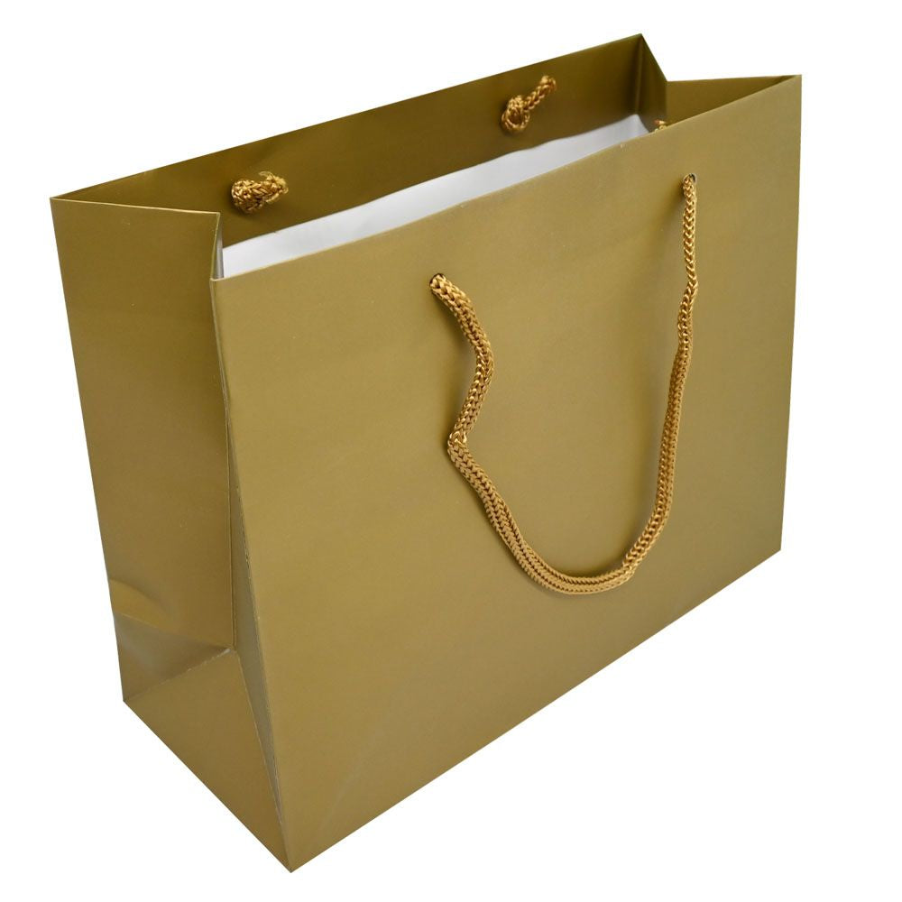 Glossy Gold  Euro Tote Gift Shopping Bags, 9-1/2" x 3-3/4" x 7-1/2"