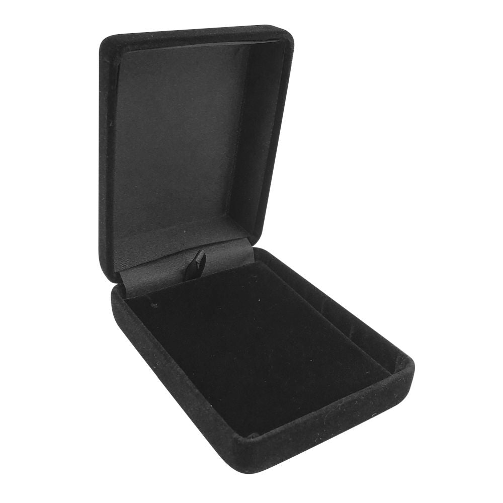 Large black velvet jewelry earring and pendant gift packaging box
