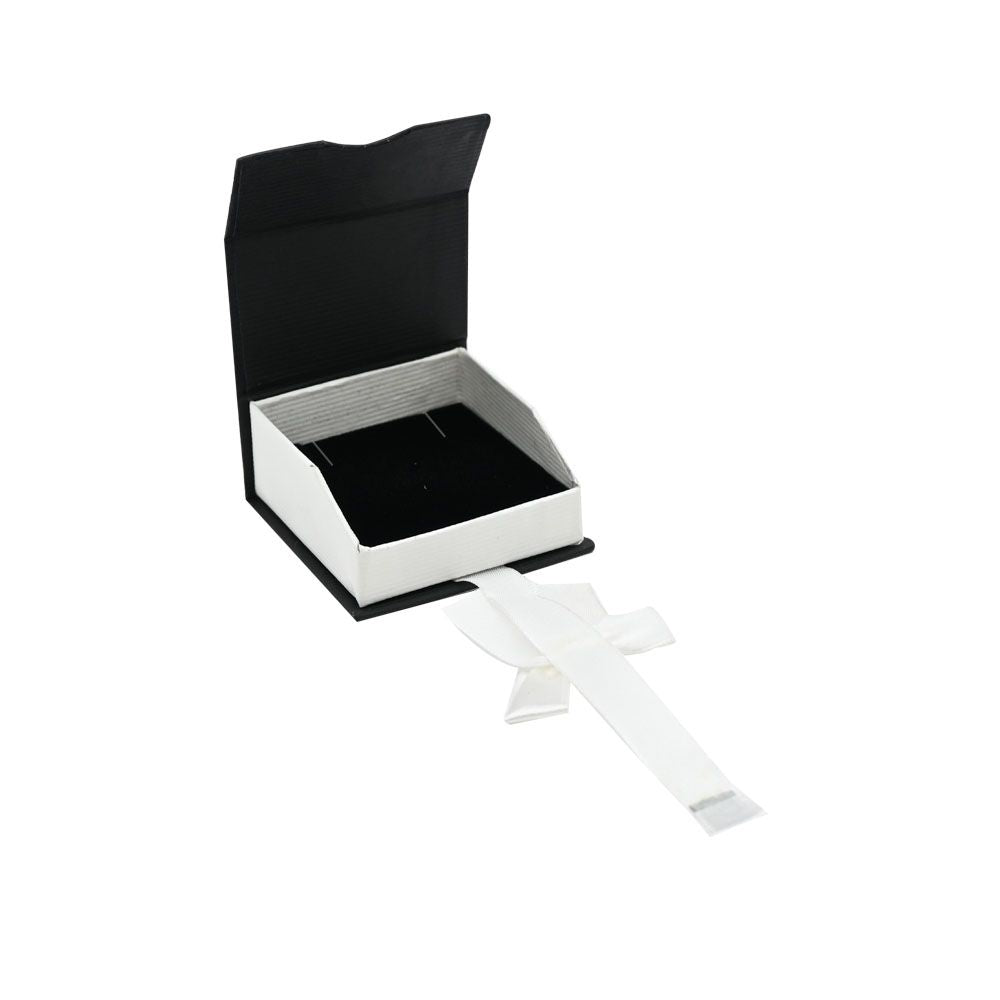 Black and White Magnetic Ribbon Jewelry Earring or Pendant Boxes