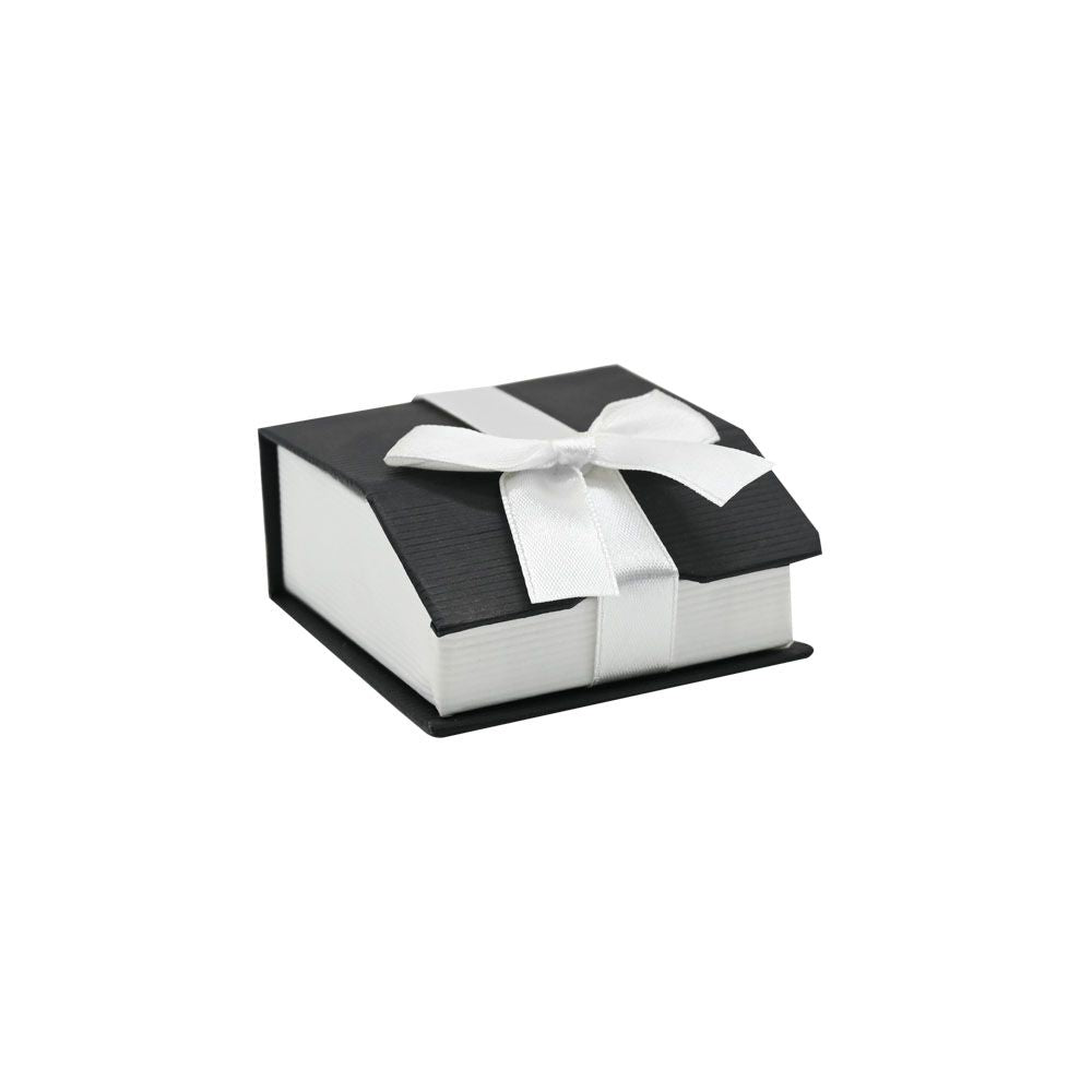 Black and White Magnetic Ribbon Jewelry Earring or Pendant Boxes