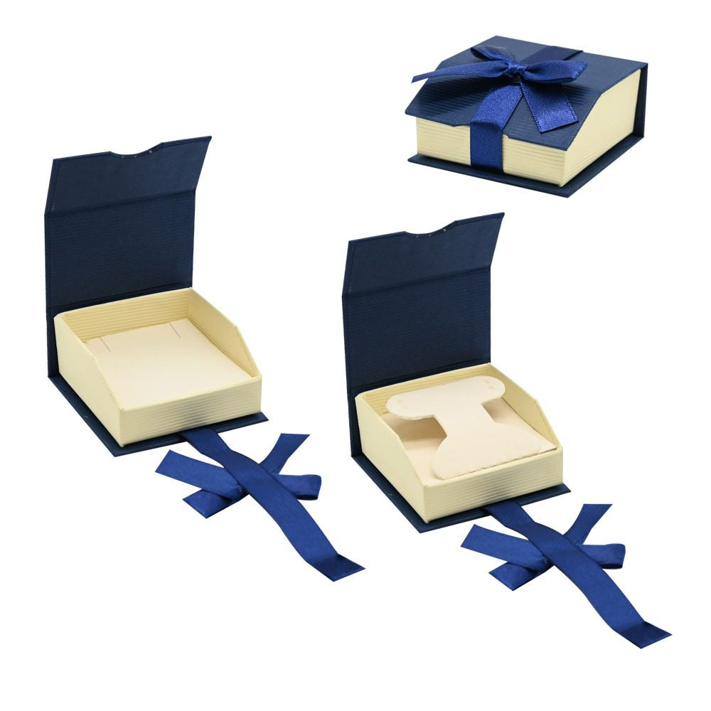 Blue and Cream Magnetic Jewelry Earring or Pendant Box