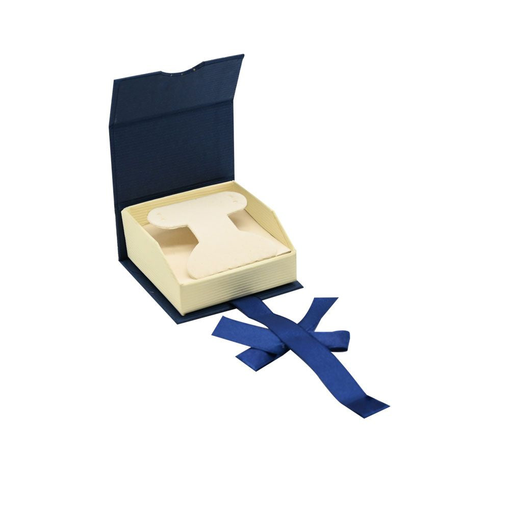 Blue and Cream Magnetic Jewelry Earring or Pendant Box