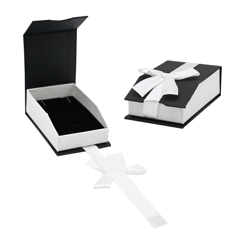 Black and White Magnetic Ribbon Jewelry Pendant Boxes