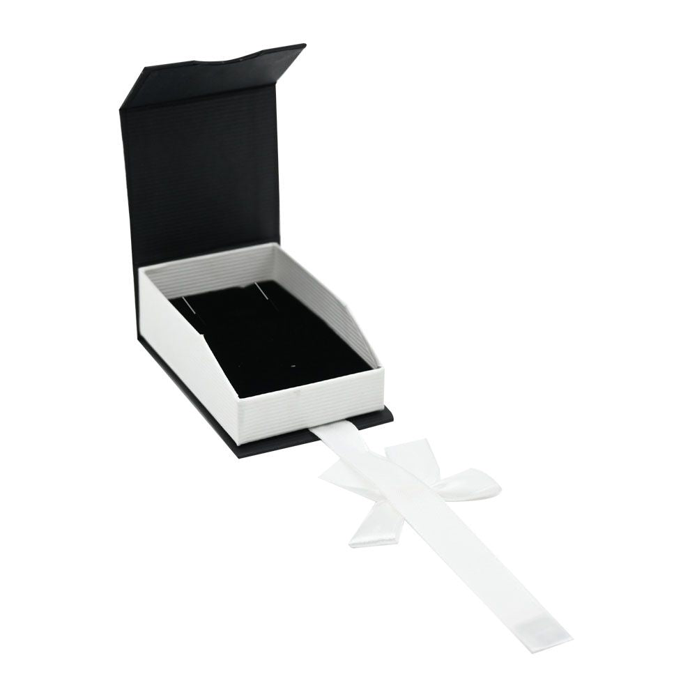 Black and White Magnetic Ribbon Jewelry Pendant Boxes