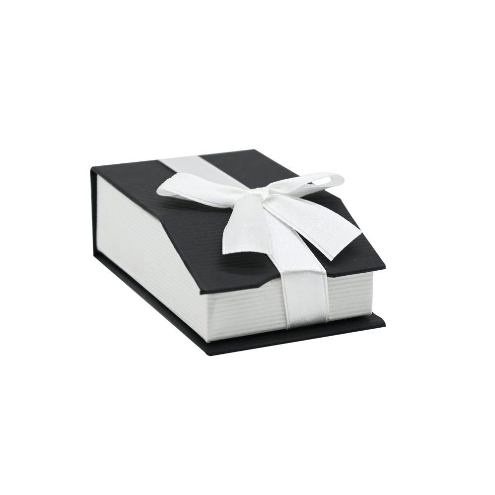 Black and White Magnetic Ribbon Jewelry Pendant Boxes