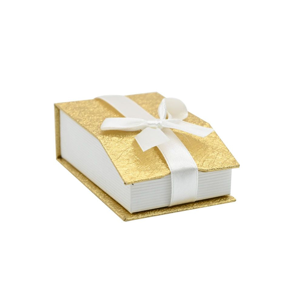 Gold and White Magnetic Ribbon Jewelry Pendant Boxes