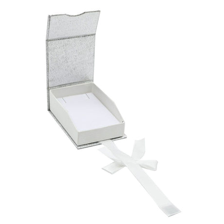 Silver and White Magnetic Ribbon Jewelry Pendant Gift Boxes