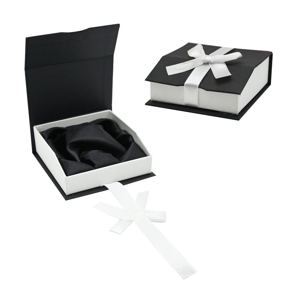 Black and White Magnetic Ribbon Jewelry Bangle or Watch Boxes