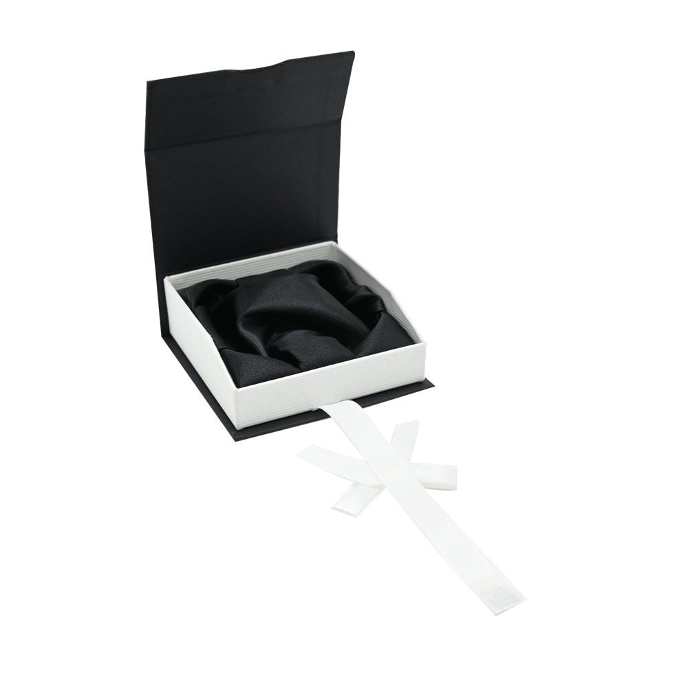 Black and White Magnetic Ribbon Jewelry Bangle or Watch Boxes